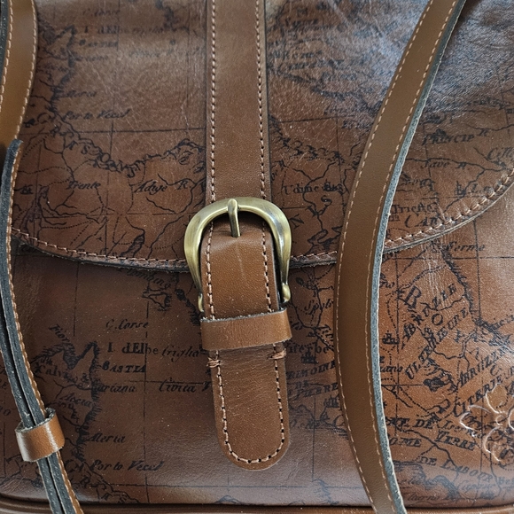 Patricia Nash Signature Map Leather Crossbody Rust NWT - Picture 3 of 10
